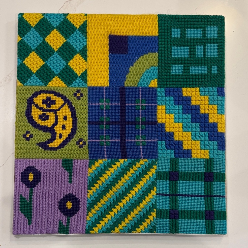 Vintage Needlepoint Sampler Geometric Patterns